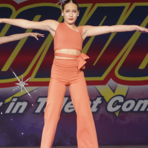 Custom Details Dancewear competition outfit. Burnt oarnge. Perfect condition. - Picture 1 of 7